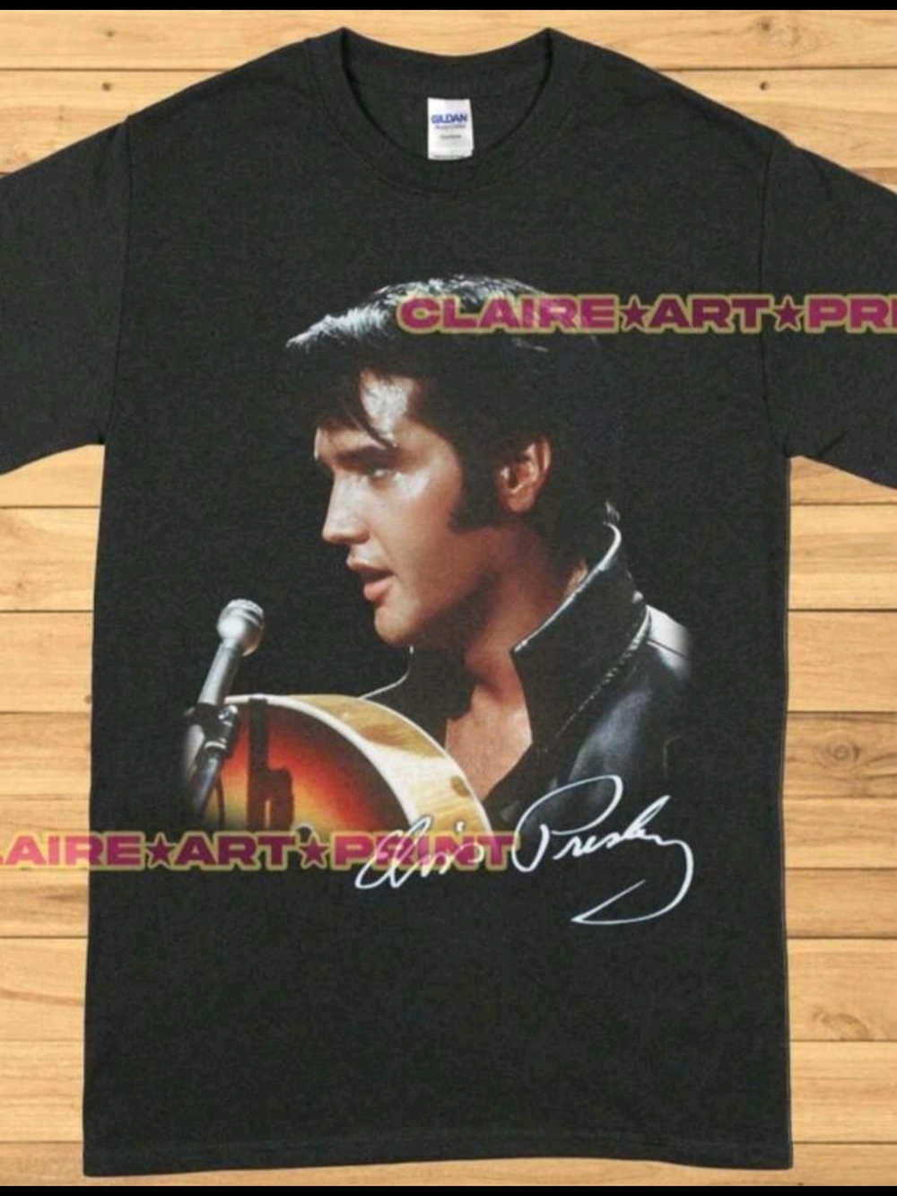 Elvis Presley " The King"   Black Short Sleeve Graphic Tee w/ Signature